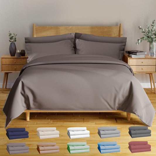 6 Pcs California King Sheet Sets - 100% Pure Viscose Derived from Bamboo Sheets California King Size - Super Soft Viscose Bamboo Cooling Sheets for Hot Sleepers - up to 16’’ Deep Pocket S.Gray